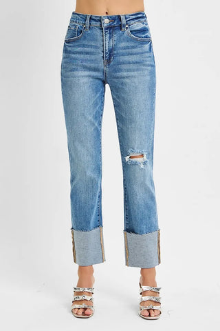 RISEN Full Size Button Fly Cropped Bootcut Jeans