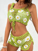 Flower Cutout Wide Strap Two-Piece Cover Up