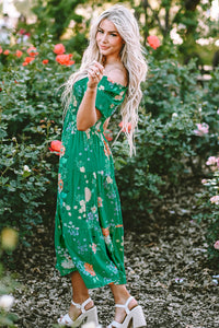 PRE ORDER - Floral Bubble Sleeve Smocked Tiered Midi Dress