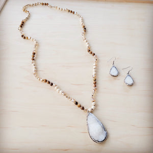 Sparkling White Druzy Drop Earrings 219ct