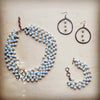 Western Copper Hoop Earrings w/ Glass Pearl Beads 217h