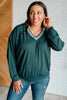 All Out Comfort V-Neck Pullover in Midnight Green