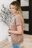 Almost There V-Neck Henley Top In Taupe