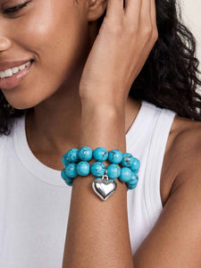 Luck and Love Turquoise Heart Bracelet Set