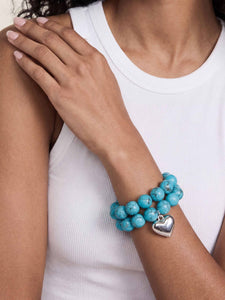Luck and Love Turquoise Heart Bracelet Set