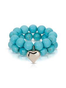 Luck and Love Turquoise Heart Bracelet Set