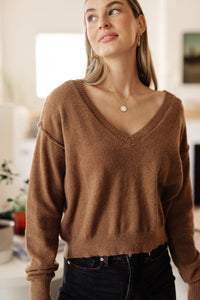 Back to Life V-Neck Sweater in Mocha - SALE
