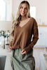 Back to Life V-Neck Sweater in Mocha - SALE
