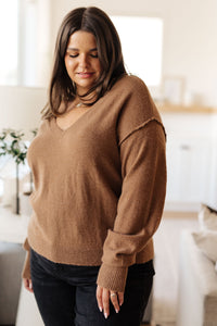 Back to Life V-Neck Sweater in Mocha - SALE