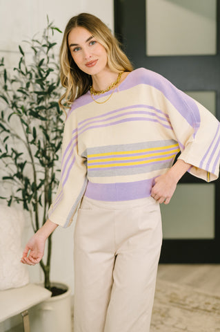 Deep Thoughts Striped Loose Knit Top