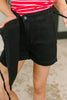 Bentli High Rise Side Tie Denim Skort in Black