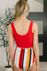 Bermuda Snap Up Swim Top in Red