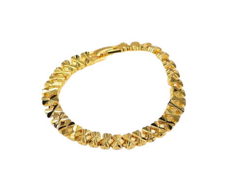 Clara 5 Leaf Flower Clover Gold Bangle