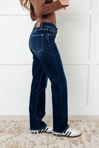 Judy Blue Jacqueline Full Size Raw Hem Straight Leg Jeans