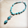 Blue Turquoise Necklace w/ Soldered Turquoise Pendant 259j