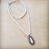 **Long Turquoise Beaded Necklace w/ Squash Blossom Pendant White 261ww