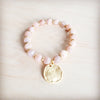 Frosted Sunstone Stretch Bracelet w/ Matte Gold Charm 811q