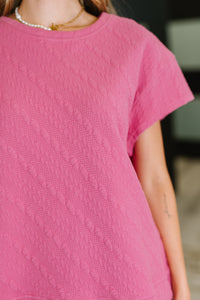 Can't Quit You Drop Shoulder Top in Magenta