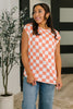 Check Hers Round Neck Top in Orange