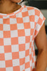 Check Hers Round Neck Top in Orange