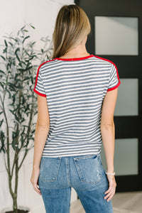 Country Stripe Casual Tee in Navy White