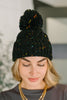 Cover Your Ears Pom Pom Beanie in Black
