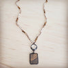 **Picture Jasper & Crystal Long Beaded Necklace w/ Jasper Pendant 262t