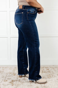 Judy Blue Jacqueline Full Size Raw Hem Straight Leg Jeans