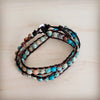 Genuine Jasper Beaded Leather Double Wrap Bracelet 811s