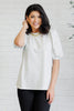 Diamonds and Pearls Puff Sleeve Top in Light Grey