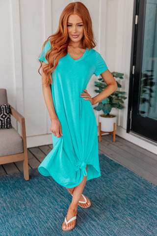 Captivating Muse Open Crossback Maxi Dress in Turquoise
