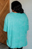 Don't Mind Me Mineral Wash Drop Shoulder Tee in Turquoise