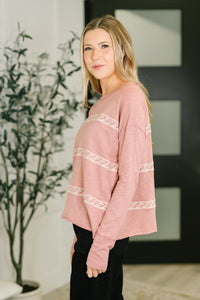 Down to Every Detail Drop Shoulder Long Sleeve in Dusty Rose