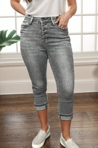 12.4 High Waisted Straight Leg By Judy Blue Jeans In Vintage Black