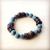 Natural American Turquoise and Wood Stretch Bracelet 811d
