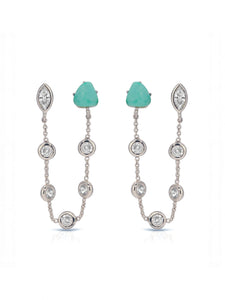Double Piercing Turquoise Earrings