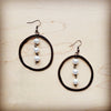 Western Copper Hoop Earrings w/ Glass Pearl Beads 217h