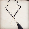 **Midnight Faceted Bead Lariat with Gilded Teardrop Necklace 257lz