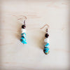 Genuine Regalite Wood and Turquoise Drop Earrings 200bd