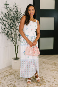 Eager Anticipation Mixed Print Midi Dress