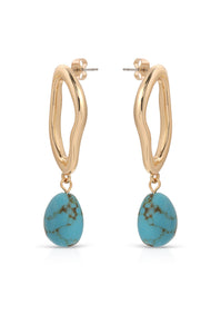 Open Circle Turquoise Dangle Earrings