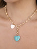 Turquoise and Pearl Hearts Lariat