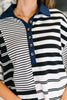 Everlasting Love Striped Collared Dress in Black and Navy