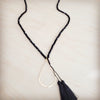 **Midnight Faceted Bead Lariat with Gilded Teardrop Necklace 257lz