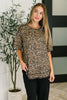 Feline Fine Ribbed Knit Relaxed Tee in Mocha