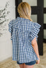 Garden at Goldenhour Flutter Sleeve Blouse in  Blue