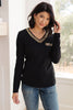 Glitter Lining Long Sleeve V-Neck Top