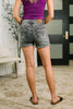 Greyson High Rise Button Fly Cuffed Shorts in Grey