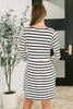 Haute Mess Scooped Hem Casual Dress in Black and White Striped