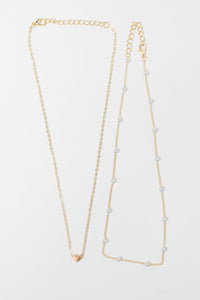 Heart of Gold Pendant Necklace Layered Set in Gold